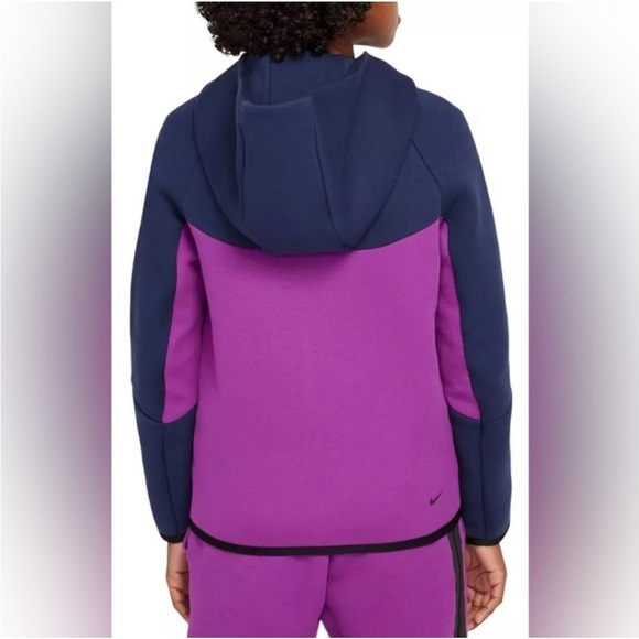 Nike Sportswear Tech Fleece Jogger Hoodie 2-PC Purple Navy Tracksuit - Picture 4 of 10